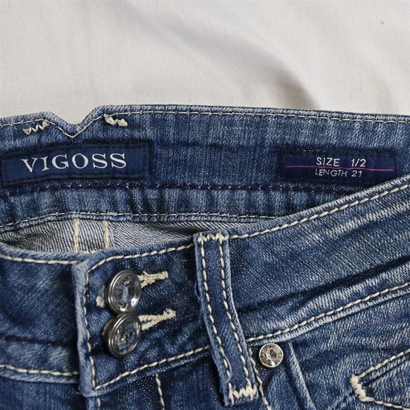 Vigoss 1 / 2 Chelsea Capri Dark Bold Stitch Stretch Denim Jeans - Picture 3 of 7